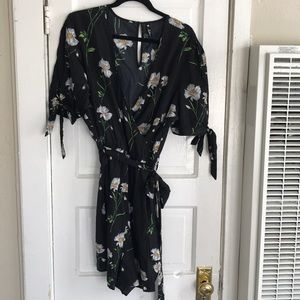 ASOS Curve floral romper w ties on sleeve